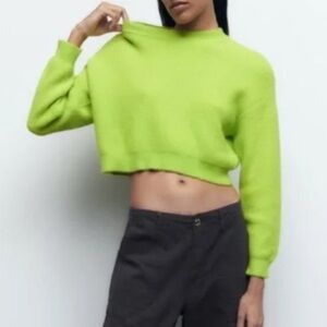 Zara Lime Green Crew Neck Sweater